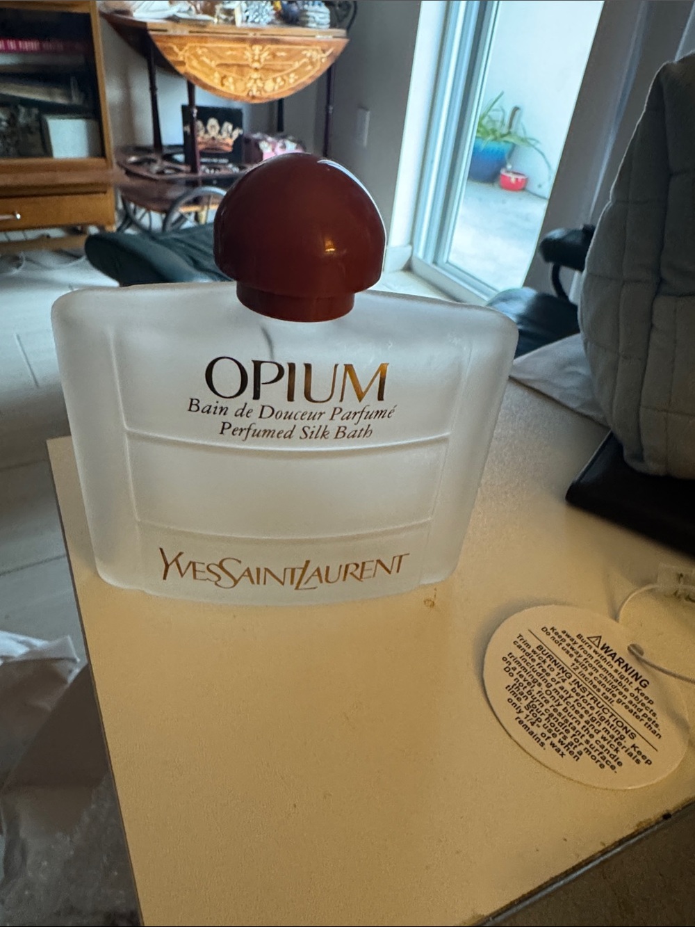 VINTAGE 80's Yves Saint Laurent Opium Frosted Bottle with Dark Red Cap